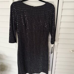 Chic Black Sequin Midi Dress